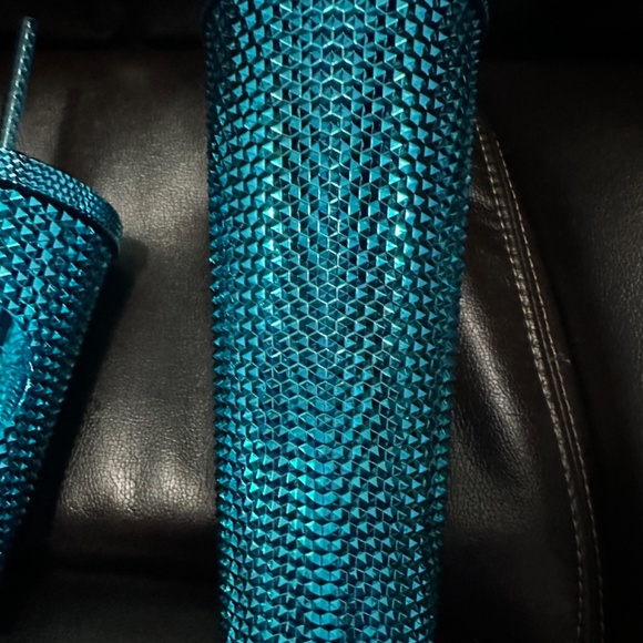 3 bundle Starbucks Chrome blue studded cups & keychain set cold cups bundle - Picture 6 of 10